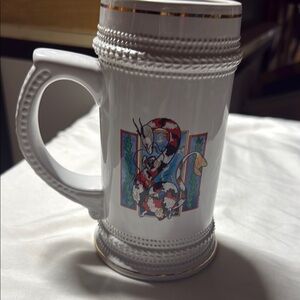 White Ceramic Mug with Gold Accents